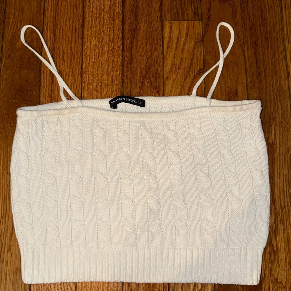 Brandy Melville Cream Knitted Tank Top